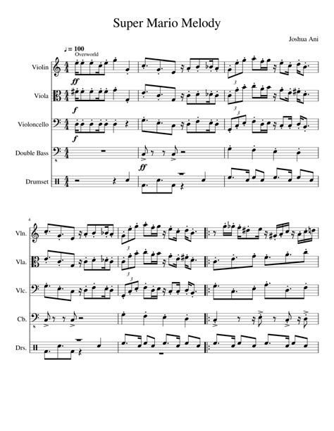 Super Mario Melody Sheet Music For Violin Viola Cello Contrabass