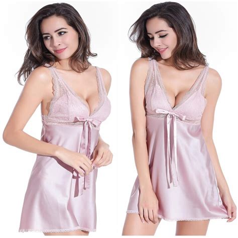 2018 Rayon Silk Womens Sleepwear Spaghetti Strap Slim Waist Sexy Nightgown Loungewear Lace