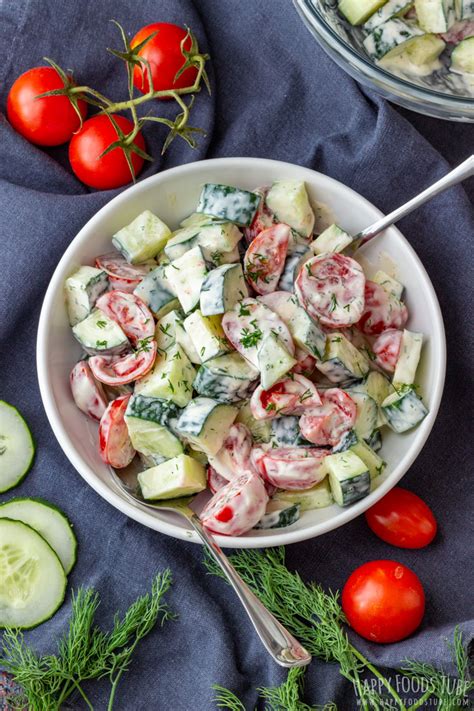Creamy Cucumber Tomato Salad Recipe Happy Foods Tube
