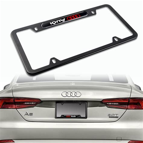 2pcs For Audi Black Metal Stainless Steel License Plate Frame New