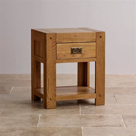 Quercus 1 Drawer Bedside Table Rustic Solid Oak Wooden Bedside Table
