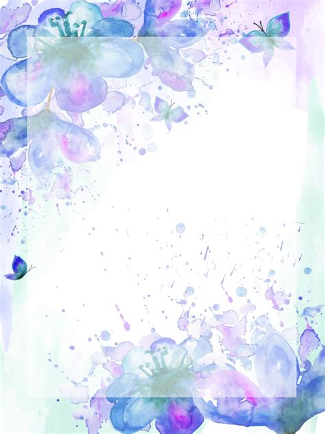 Blue Watercolor Hand Painted Flower Background Wallpaper Image For Free