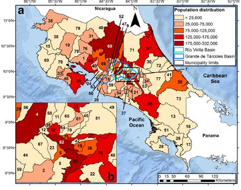 Costa Rica Population Density Map