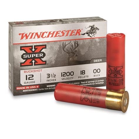 winchester super x buckshot 12 gauge xb12l00 3 1 2 mag 00 buck 18 pellets 5 rounds 95687