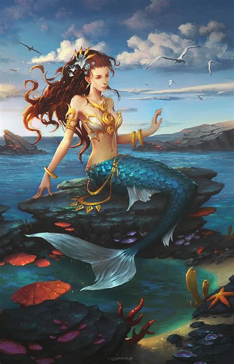 Mermaid By BluerainCZ On DeviantArt Mermaid Artwork Mermaid Art