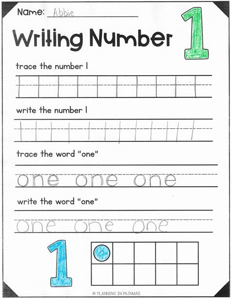 Writing Numbers 1 To 20 Worksheet