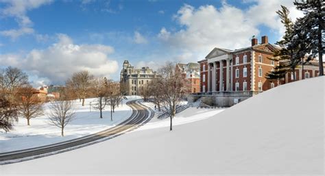 Maxwell Tolley And Hall Of Languages With Blanket Of Snow On Campus