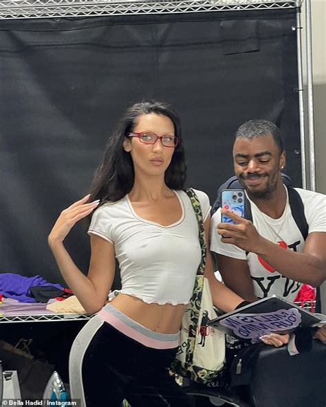 Bella Hadid Goes Braless And Flaunts Her Washboard Abs In A Clinging White Crop Top On Instagram