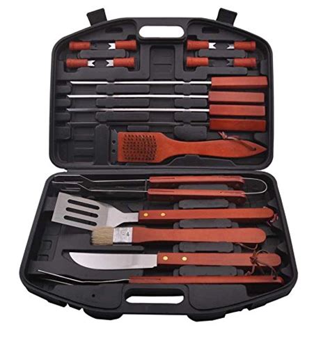 Best Quality 18 Piece Bbq Tool Set In Stainless Steel And Wooden Handle