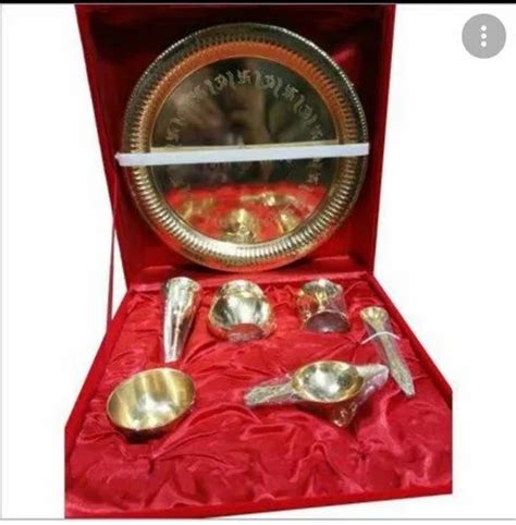 Gold The Desingners Brass Puja Thali Set Dimension X Inch At Rs Set In Moradabad