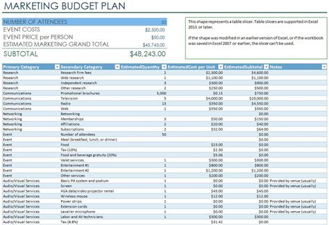 Marketing Budget Plan Template