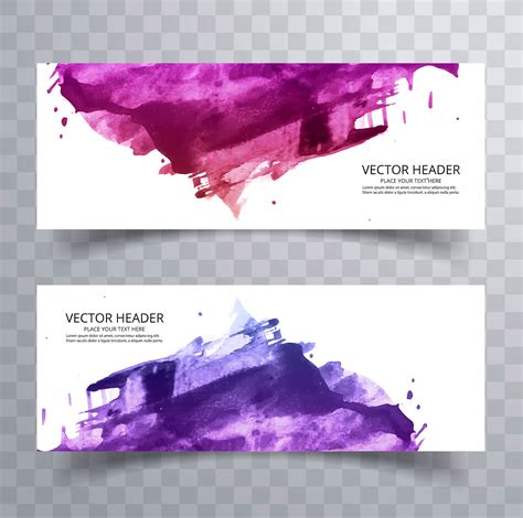 Beautiful Abstract Paint Brush Colorful Watercolor Header Set Ve 245255