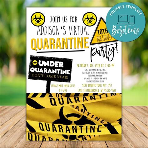 If you're looking for a specific birthday party theme. Printable Hangout Party Quarantine Invitation Template DIY | Bobotemp