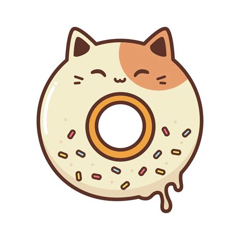 Lindo Donut En Forma De Gato 6475261 Vector En Vecteezy