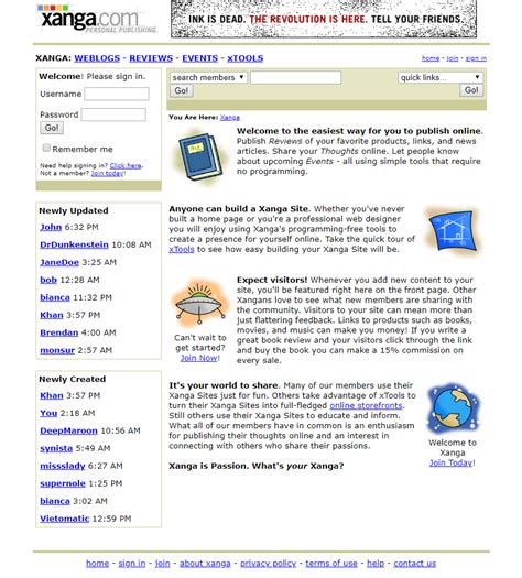 Xanga In 2000 Web Design Museum