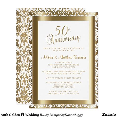50th Golden 💑 Wedding Anniversary 2 Diy Text Invitation