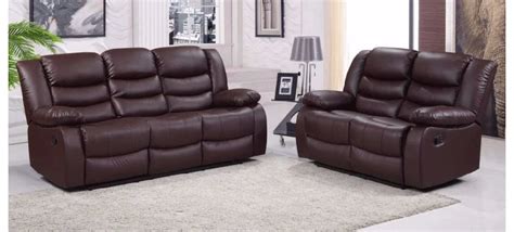 Roman Brown Recliner Leather Sofa Set 3 2 Seater Bonded Leather 6