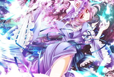 Hd Wallpaper Video Games Touhou Cherry Blossoms Trees Dress Butterfly