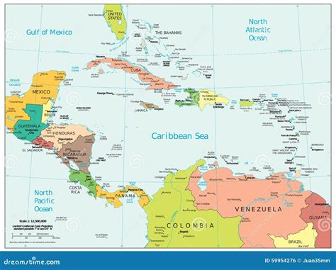 Mapa Pol Tico De Las Divisiones De La Regi N Del Caribe De America