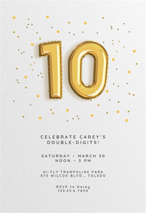 10th Birthday Invitations Templates Free