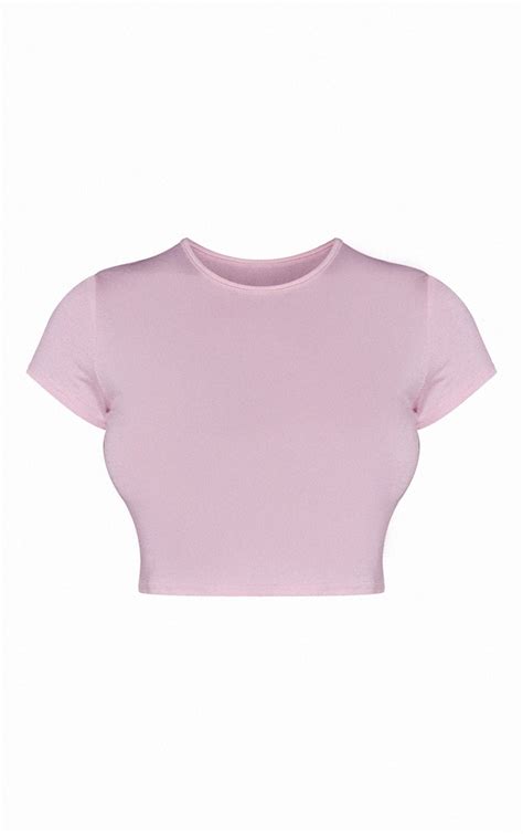 Basic Baby Pink Short Sleeve Crop T Shirt Prettylittlething Ca