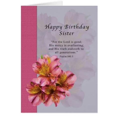 Birthday Sister Religious Alstroemeria Flowers Card Zazzle