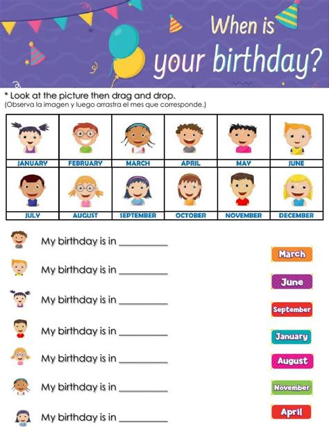 When Is Your Birthday Interactive Worksheet English Activities For