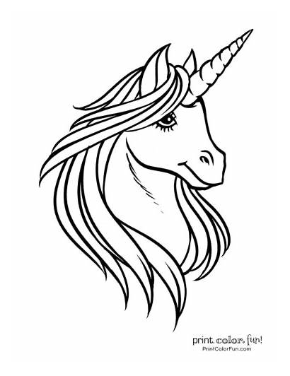 Unicorn Coloring Printable Pages Head Magical Easy