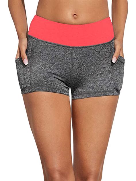 women high waist tummy control bike shorts yoga workout shorts with pocket ladies jogger