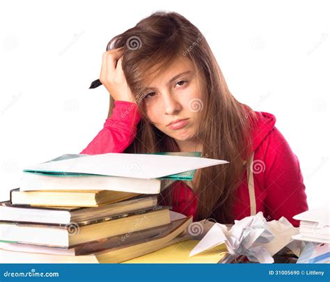 Girl And Homework Stock Photo Image Of Background Stack 31005690