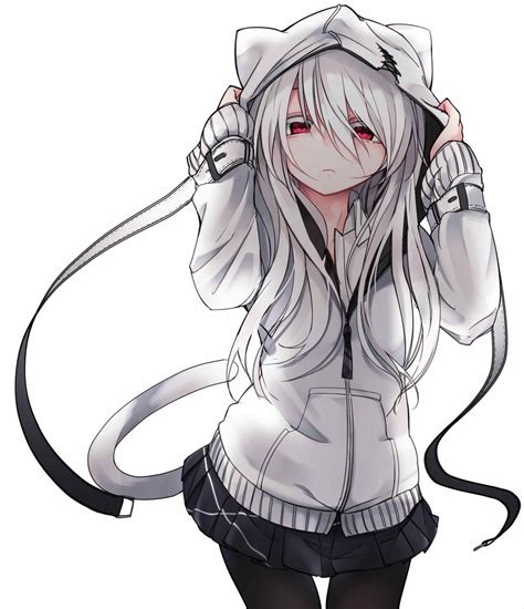 White Hair Anime Girl Gambaran