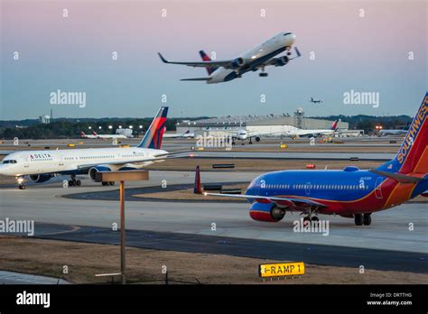 Heavy Traffic At Atlanta International Airport Headquarters Of Delta