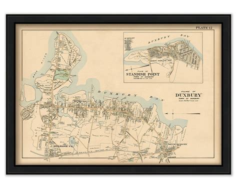 Duxbury Massachusetts Village Map 1903 Colored Reproduction