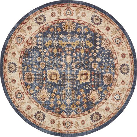 Unique Loom Utopia Light Blue 8 X 8 Round Rug 3135310 The Home Depot