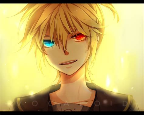 Anime Guy With Blonde Hair Kagamine Len Anime Bicolored Eyes