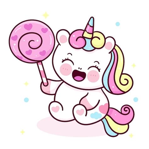 Lindo Unicornio En Globo Kawaii Bebé Animal Dibujos Animados Vector