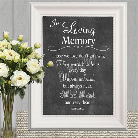 Memorial Sign Printable In Loving Memory Print Wedding Etsy