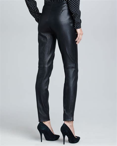 Ralph Lauren Black Label Slim Leather Pants Black In Black Lyst