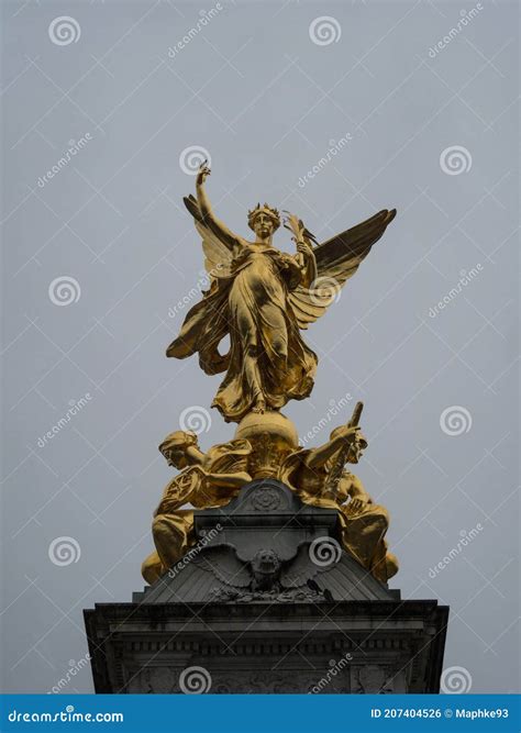 Closeup Of Golden Angel Sculpture Statue Queen Victoria Memorial