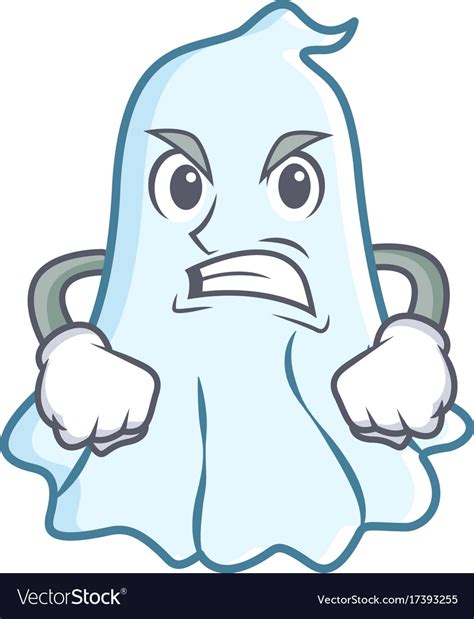 Angry Cute Ghost Character Cartoon Royalty Free Vector Image