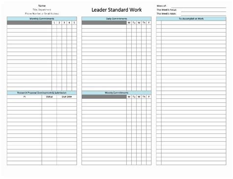 23 Standard Work Template Excel Best Template Design