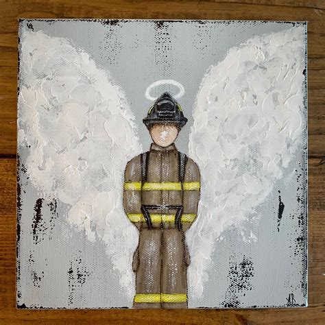 New Firefighter Angel Painting Firefighter Art Angel Painting