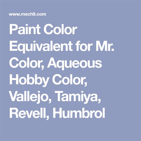Mr Color Model Paint Conversion Chart Roro Hobbies