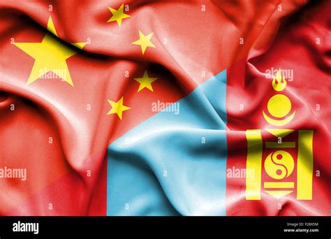 Waving Flag Of Mongolia And Stock Photo Alamy