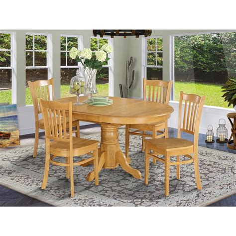 Dining Room Set Oval Dinette Table With Leaf And Dining Chairs Finish