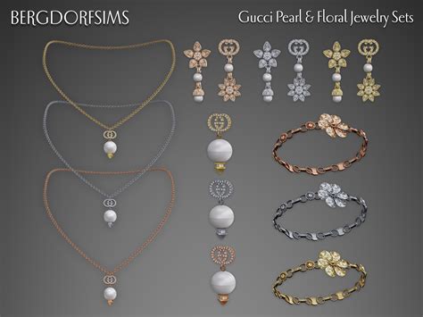 Gucci Pearl And Floral Jewelry Sets Jewelry Sets Sims 4 Piercings