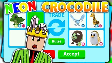 Trading Neon Crocodile In Adopt Me Roblox Trade Proof Youtube