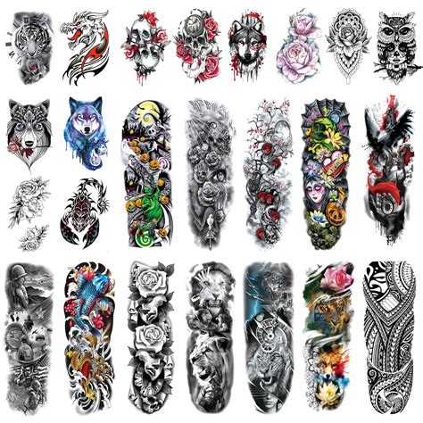 Buy Leoars 12 Sheet Full Arm Sleeve Temporary Tattoos Online At
