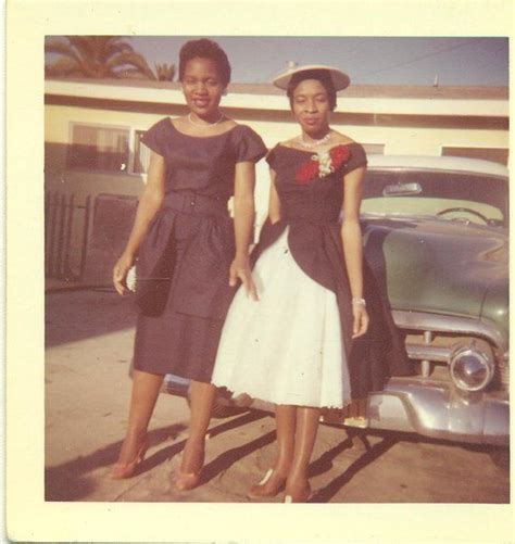 1960s African American Black Women Well Dressed Standing Car 60s Vintage Photograph Color Photo