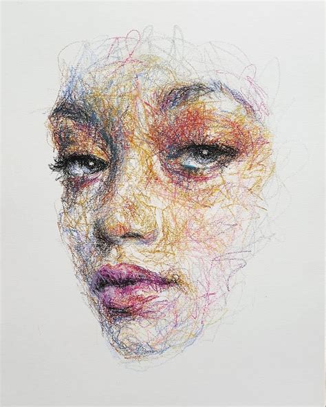 This Self Taught Artist Draws Female Portraits Entirely By Scribbling 87 Pics Portrait
